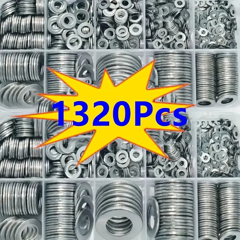 1320件平垫圈组合套件M2 - M12适用于家庭装饰 工业维修的维护
