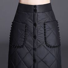 挡风保暖羽绒棉半身裙冬新款中长款字裙小香风高腰显瘦加厚棉裙