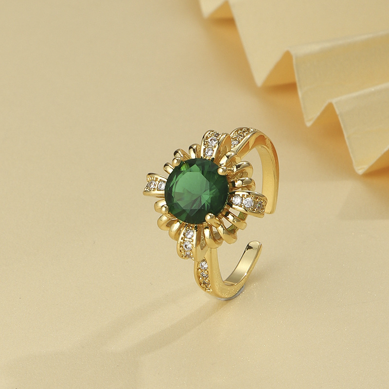 Simple Style Geometric Copper Inlay Zircon Open Ring 1 Piece