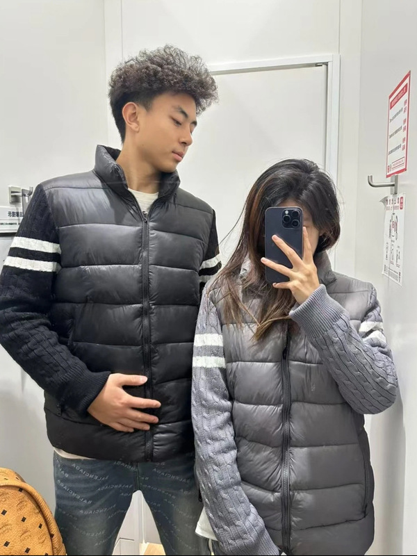 蒙家高奢至臻版立领针织拼接夹克外套高端白鹅绒拼接羊毛羽绒夹克|undefined