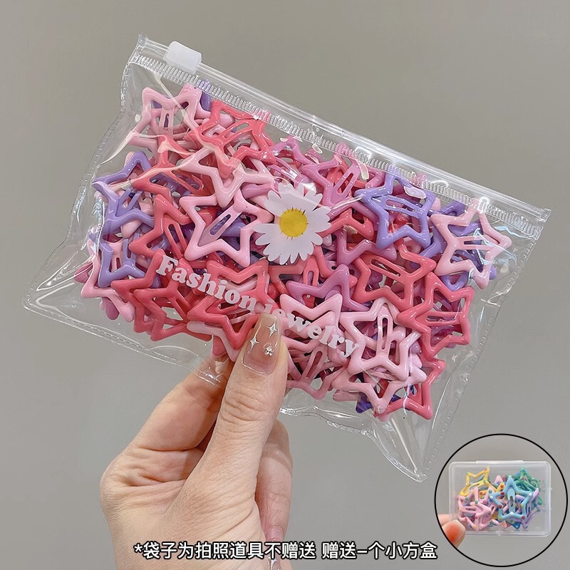 彩色星星边夹女y2k可爱发卡多巴胺bb夹侧边碎发夹子刘海头饰|undefined
