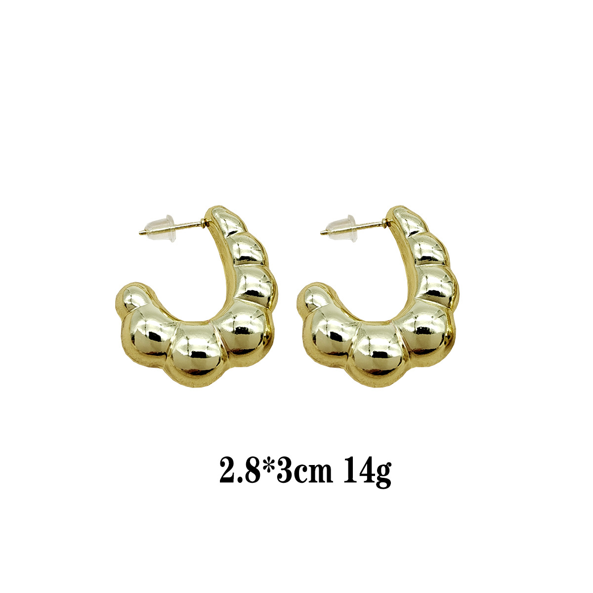 Pendientes de moda europeos y americanos Pendientes calientes Pendientes chapados en oro de lujo ligero Pendientes brillantes que no se desvanece Bola de oreja dorada transfronteriza image 18