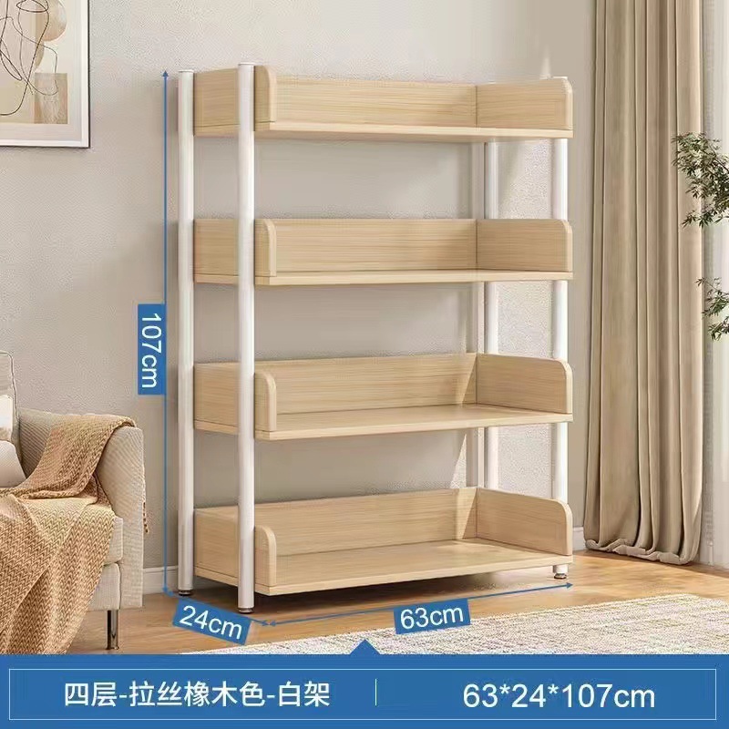 Estante de libros simple de hierro forjado doméstico de almacenamiento de suelo estante de exhibición estante de almacenamiento estante de estante de almacenamiento estante de biblioteca para estudiantes