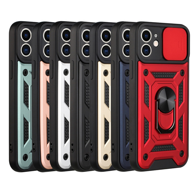 New Model Suitable for Apple 17Promax Sliding Window Mobile Phone Case 16/15/14 Ring Goggles Bracket Anti-Fall Cover