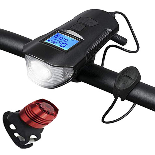 Bicycle computer light, outdoor cycling flashlight, bright light, mountain bike USB charging horn light with computer