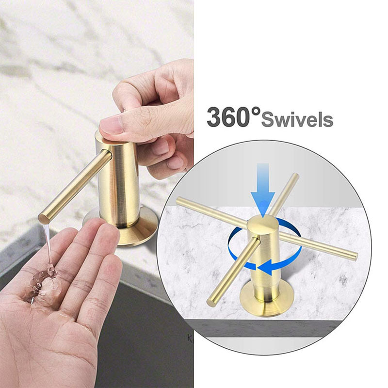 キッチンシンク金色手押しソープディスペンサー120mmチューブ500mlブラスsoapディスペンサー|undefined