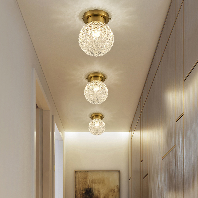 [Selección estricta] lámpara de pasillo de cobre estrella americana en el balcón de entrada lámpara de techo lujosa luz roja