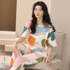 Cotton spring summer pijama, trousers, set, summer suit, with short sleeve, Korean style