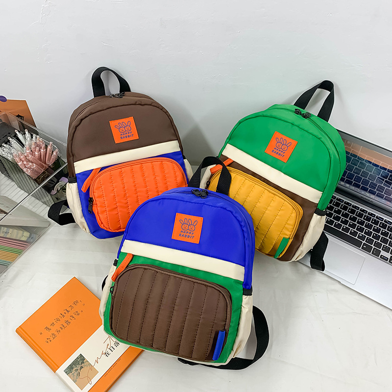 Parent-child backpack 2023 new thick and large capacity color-blocking dual-shoulder bag cartoon cute kindergarten backpack