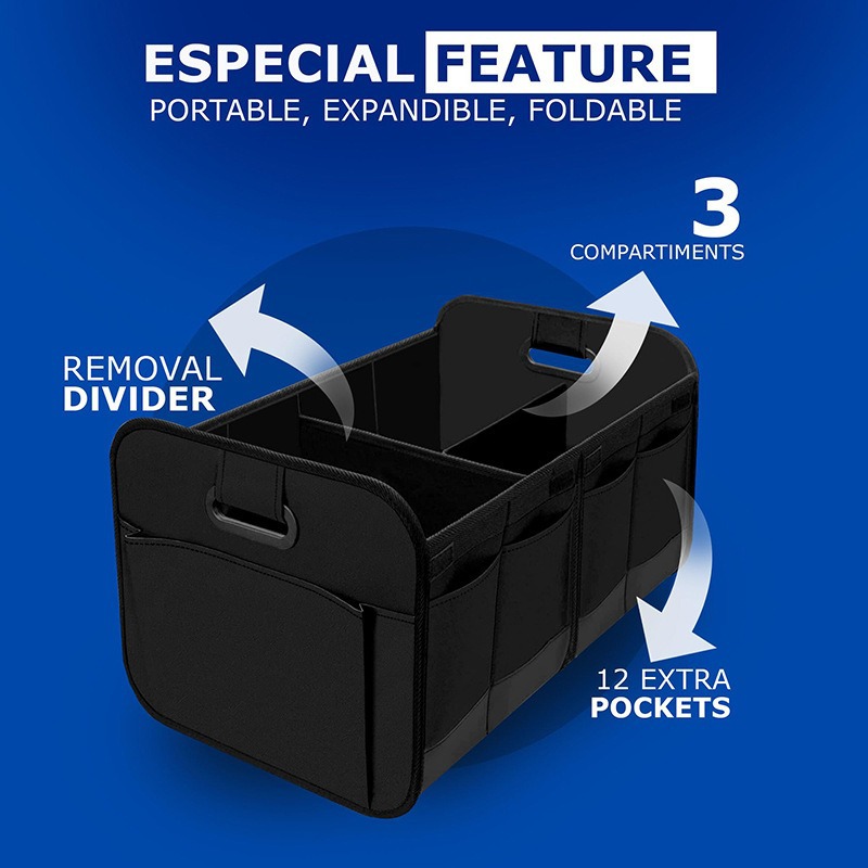 Cross-Border Car Storage Box, Foldable Oxford Cloth Storage Box, Convenient Compartmentalized Car Organizer and Storage Solution