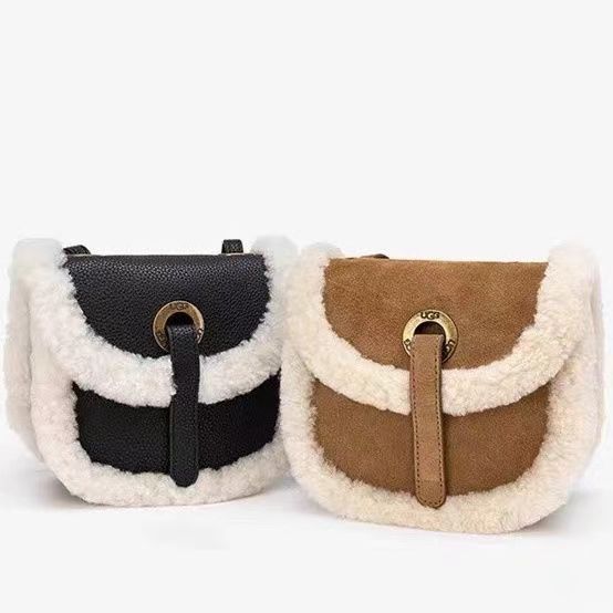 Ugg Lamb Wool Saddle Bag Autumn and Winter Women's Bag Versatile Plush Bag Furry Bag Single Shoulder Underarm Crossbody Bag Mini