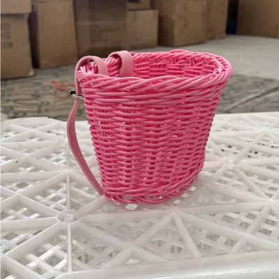Electric car tail box – bicycle basket, imitation rattan vintage - pink-small-size-181412-default-item