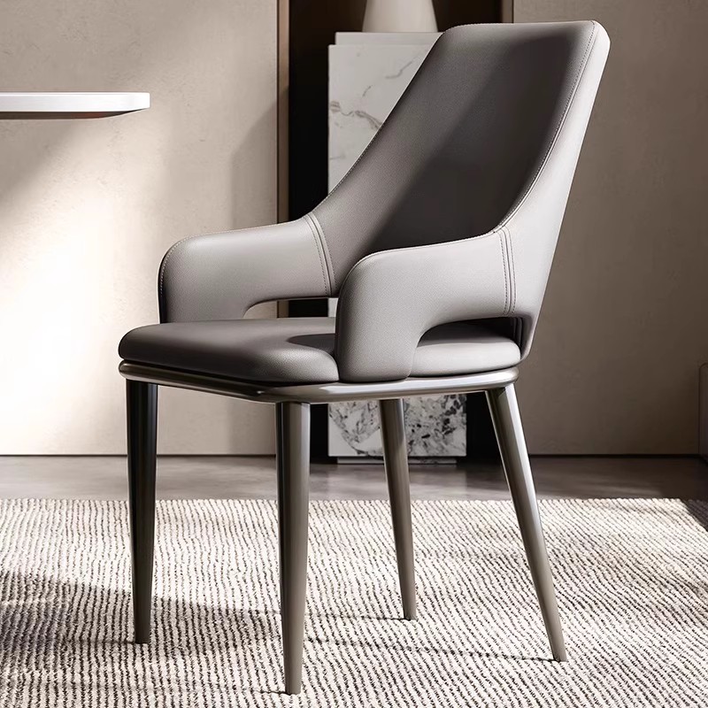 Mesa y silla de comedor de estilo italiano, silla de comedor de lujo ligera, red hotel moderno, silla de comedor de cuero nórdico de alta calidad