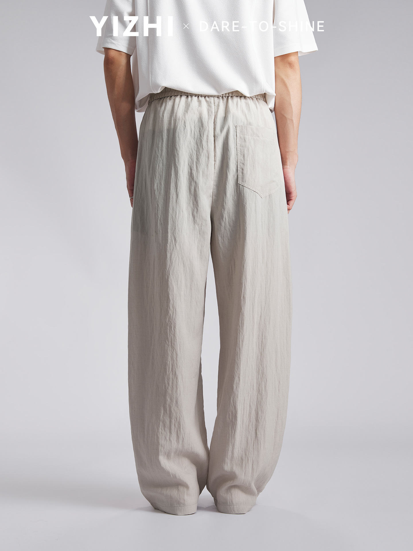 Quần dài nam ống rộng chất liệu linen phong cách thư giãn — đen