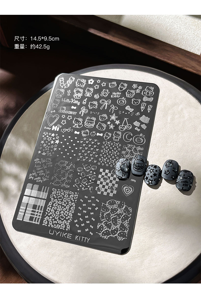 Hello Kitty Nail Art Steel Plate Bow Cat Transfer Printing Template Tool Wholesale Nail Art Kt Cat Transfer Plate
