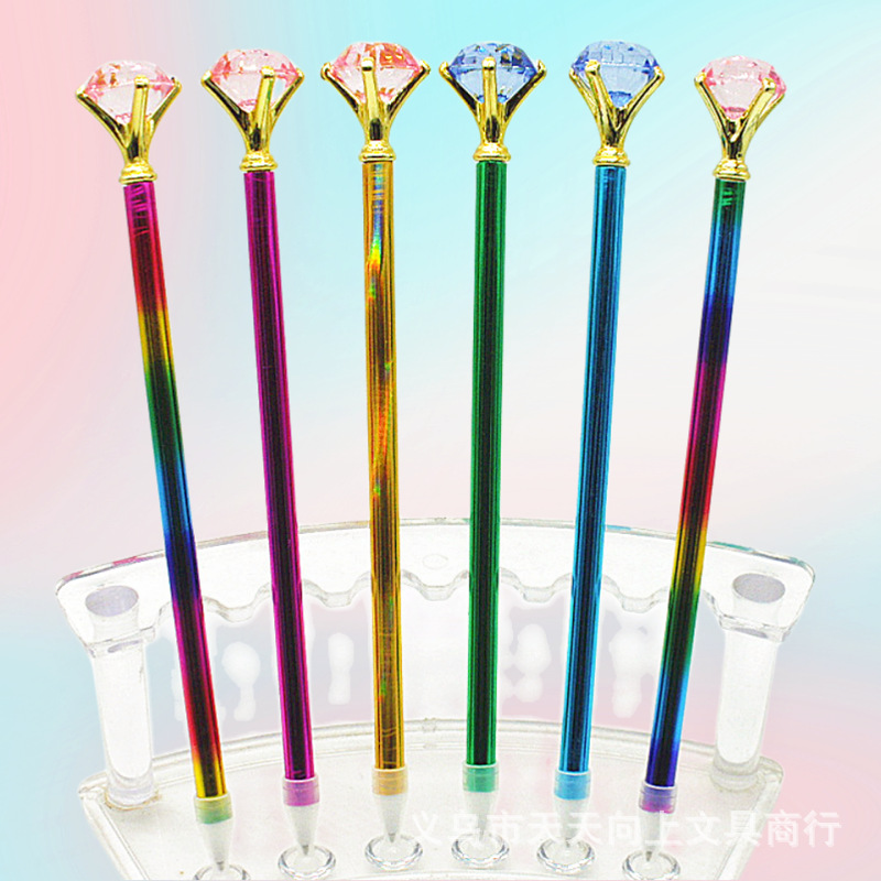 源头货厂家供应钻石彩色圆珠笔小圆球可爱的笔烫金杆大钻石笔