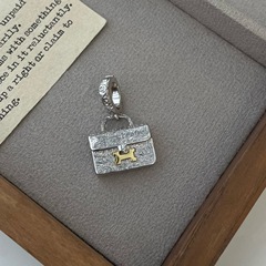 S925純銀字母H唐草紋寶箱包包吊墜女時尚百搭吊墜小眾質感高級