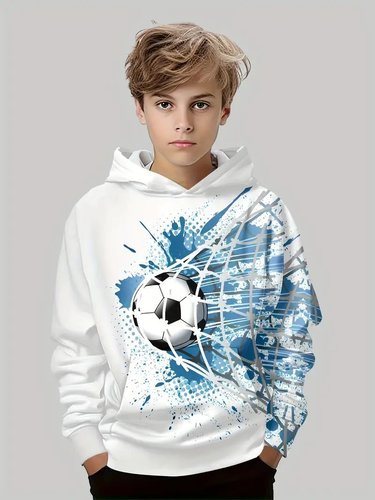 European and American-style fashion sporty printed kids' clothing hoodie—men's 3D digital print, relaxed-fit, hooded design