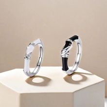 925银色有你竹够情侣戒指轻奢小众设计对戒情人节礼物送男女朋友