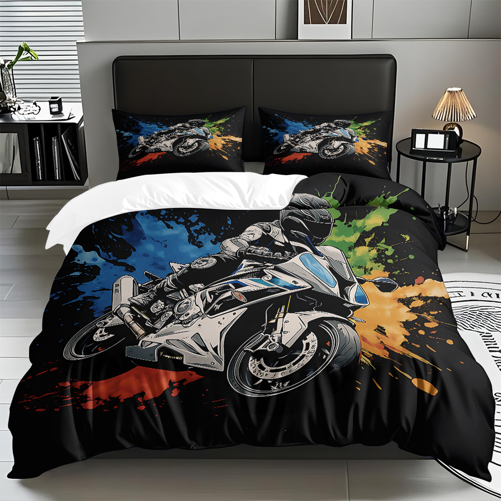 TEMU / JIT hogar transfronterizo motocicleta cool transpirable impresión digital colcha colcha