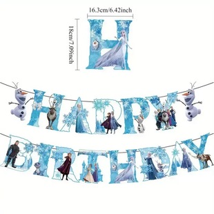 Hot-Selling Ice and Snow Theme Flag Latex Balloon Decoration Paper Plate Paper Towel Paper Cup Tablecloth Birthday Banner