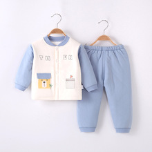 萌馨雨秋冬嬰兒內衣套裝寶寶南極棉兩件套0-2歲卡通加厚童裝現貨