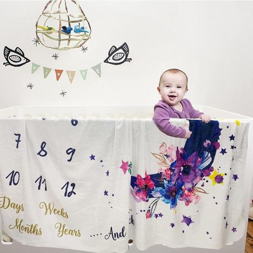 Baby Photography Photo Blanket Flannel Milestone Photo Blanket Photography Props Growth Memorial Blanket Cover Air Conditioning Blanket