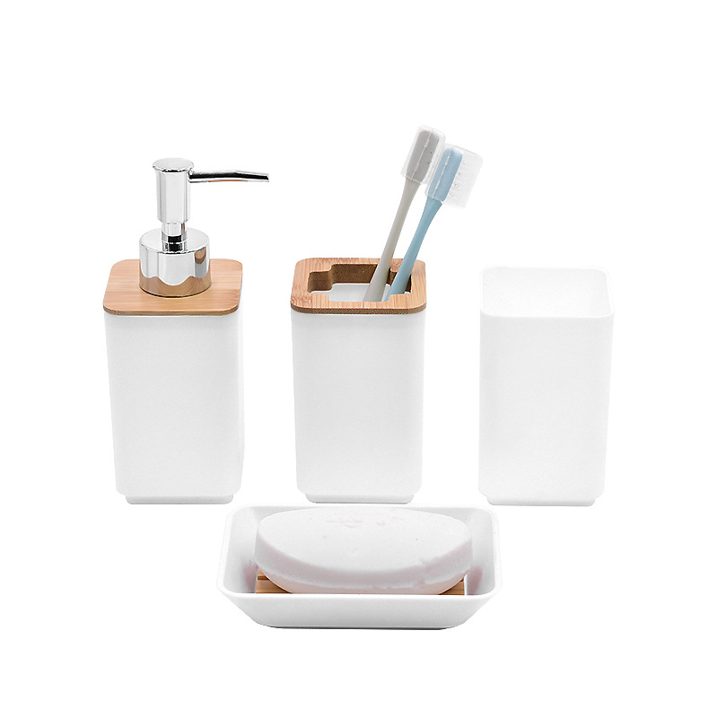 Baños de plástico bandeja baño conjunto de lavado cepillo de dientes estante baño lavabo decoración hotel conjunto de cuatro piezas