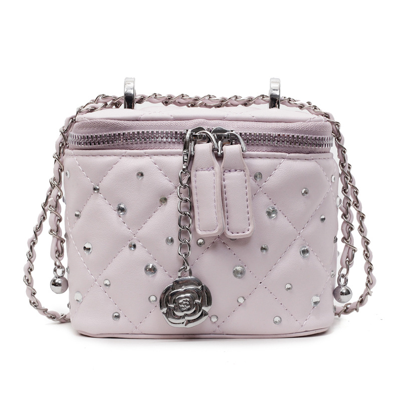 Bolso de moda coreana de estilo de diamante de cadena de estilo de fragancia para mujeres 2025 nueva caja pequeña bolsa cuadrada alta bolsa de mochila versátil