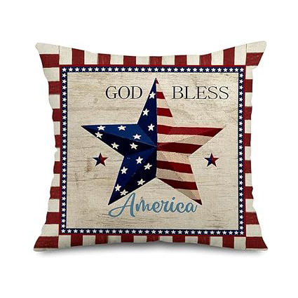 Transfronterizo Día de la Independencia de Amazon impresión lino almohada funda aniversario para celebrar el hogar vestido almohada funda mayorista
