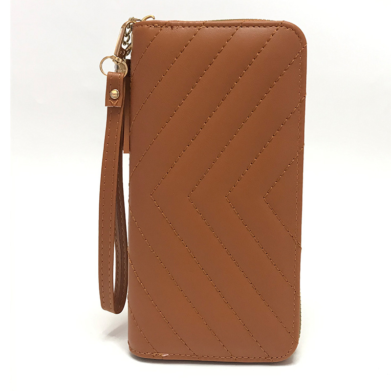 Billetera larga de estilo rombo, modelo 2024 para comercio transfronterizo, gran capacidad, bolso de mano con cremallera, para teléfono.