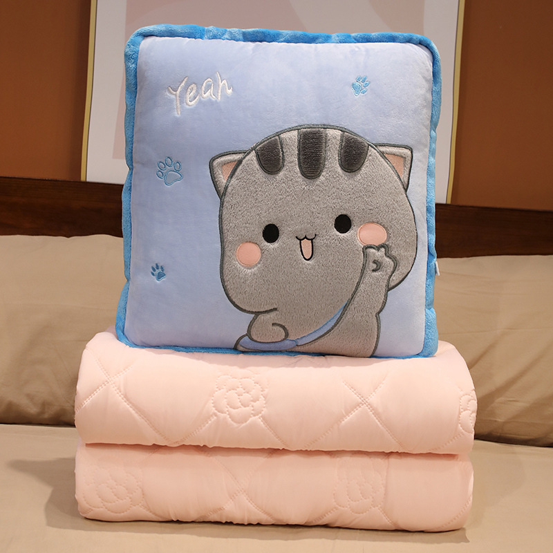 Edredón de almohada de seda de hielo manta de doble uso edredón de almohada dos en uno almohada de coche almohada de siesta de oficina