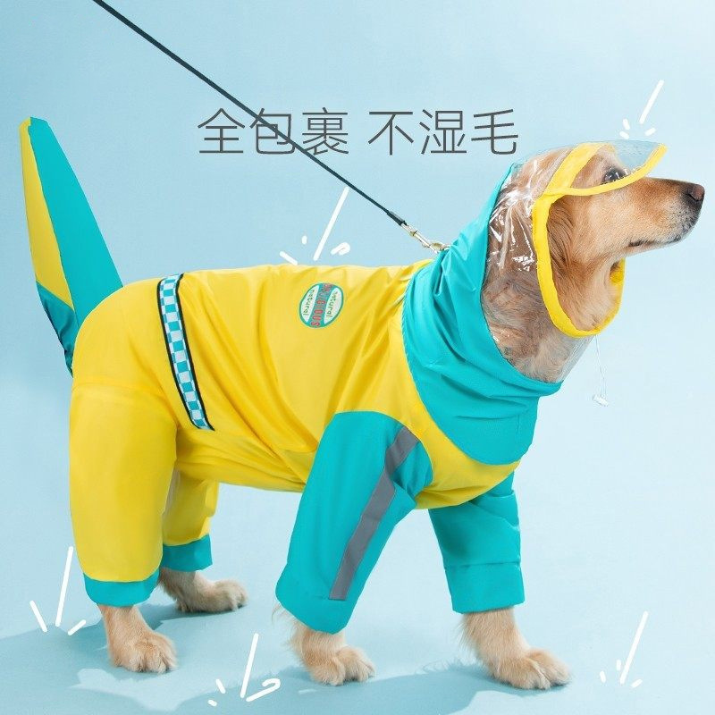 Capa de lluvia general para perros grandes cuatro patas impermeable a prueba de lluvia todo incluido ropa para perros de tamaño medio y grande ropa para mascotas