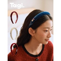 Tagi. ベルベット「i」イマジン カラフル ダイヤモンド ドラム レトロ 42m/m シルク ヘッドバンド