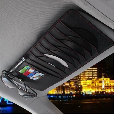 Car Sun Visor Cd Clip Holder, Car Disc Storage Bag, Multifunctional Car Eyeglass Holder, Id Card Holder (Multimediya və saxlama aksesuarları) - black