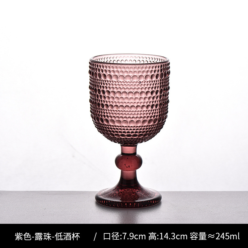 Copa de rayas verticales de vidrio retro europeo, copa de vino tinto, copa de postre alto de helado, copa de vino de frutas de uva de champán casero