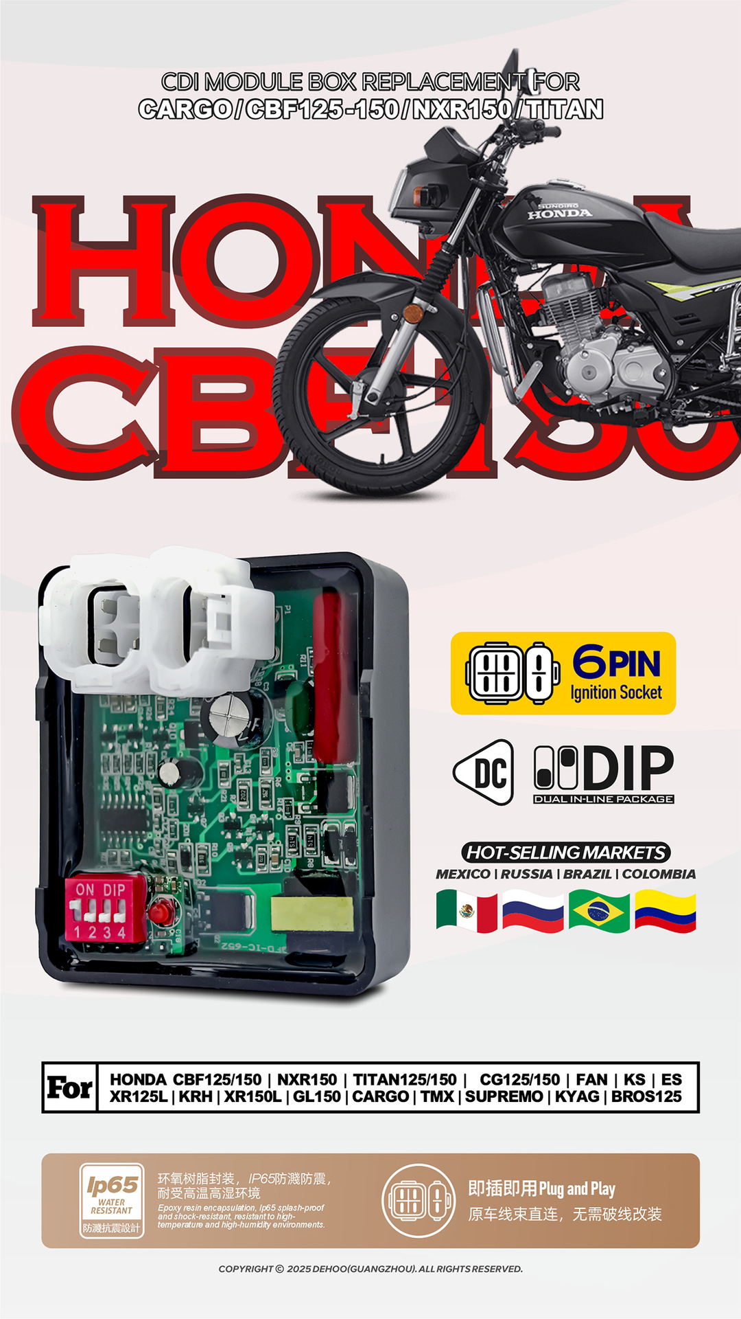 Cbf125/150 Dc Dial-Code Modified Motorcycle Igniter Suitable for Cargo/Nxr150/Titan125