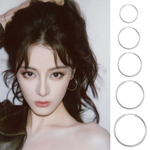 显脸小明星热巴同款大耳环圆圈圆形耳圈质感简约素圈耳饰酷