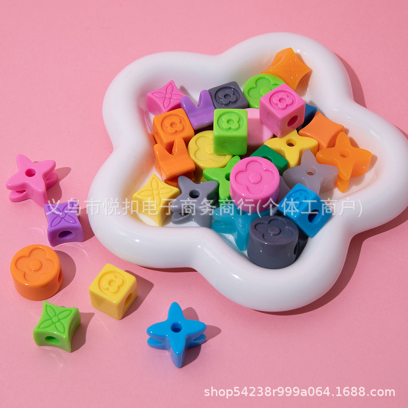 6mm Acrylic Round Flower Square Flower Small Flower Macaron Beads Straight Hole Loose Beads Pack Macaron Color 6mm Acrylic Round Flower Square Flower Small Flower Macaron Beads Straight Hole Loose Beads Pack Macaron Color