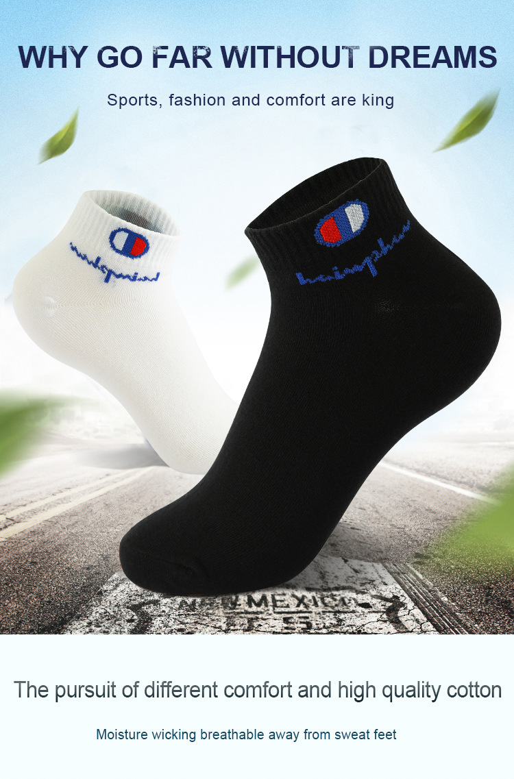 Mens Ankle Socks - Cotton Athletic Socks Breathable Black  White Classic Fashion 51020 Pairs