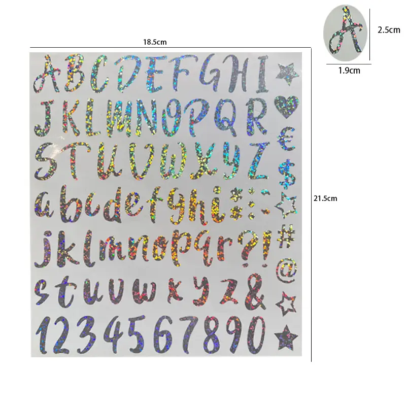 j8反光彩色diy字母数字贴纸创意镭射水杯配件闪光卡通stanley不g3