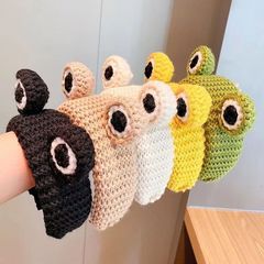 Cartoon Fashion Big-Eyed Frog Hair Band for Women, Cute Knitted Headband with Hair Clips, Non-Slip Hair Press