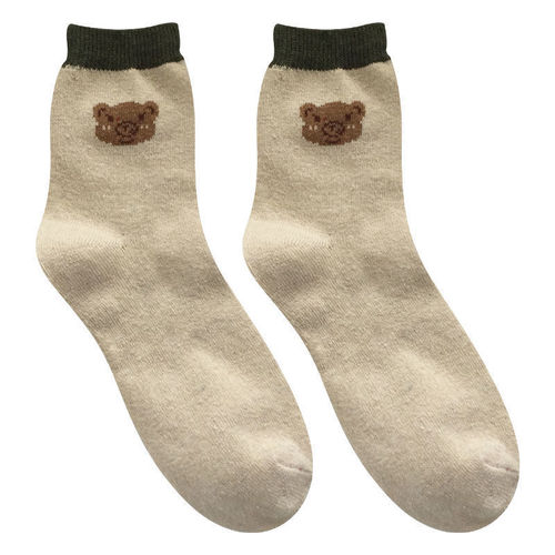 Socks women's mid-calf socks retro literary style autumn and winter style student girl socks Japanese style Korean version ins trendy bear