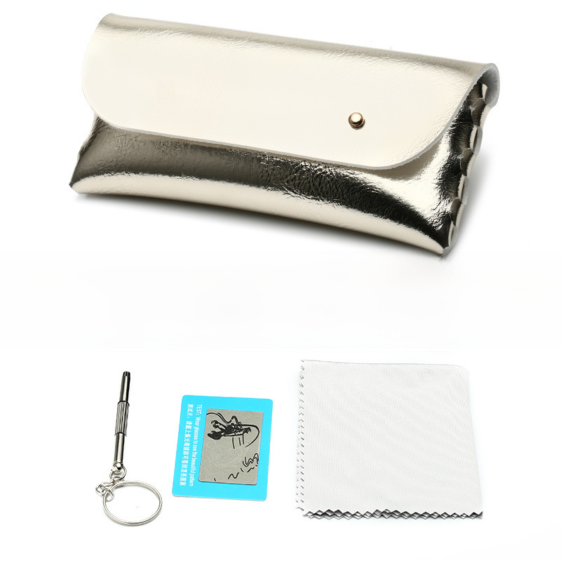 De Fen one-time delivery leather eyeglass case, lens cloth, small screwdriver, polarization test card and other eyeglass accessories