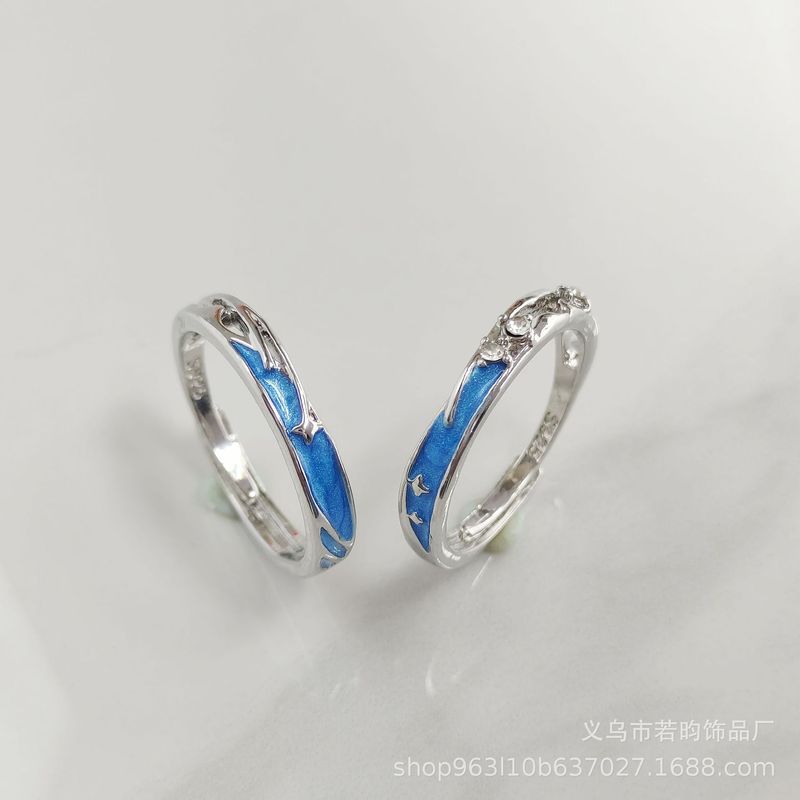 天使と悪魔のカップルの指輪の卸売りの男女のペアのファッションの流行の食の指の指輪の個性の翼の口のペアリング|undefined
