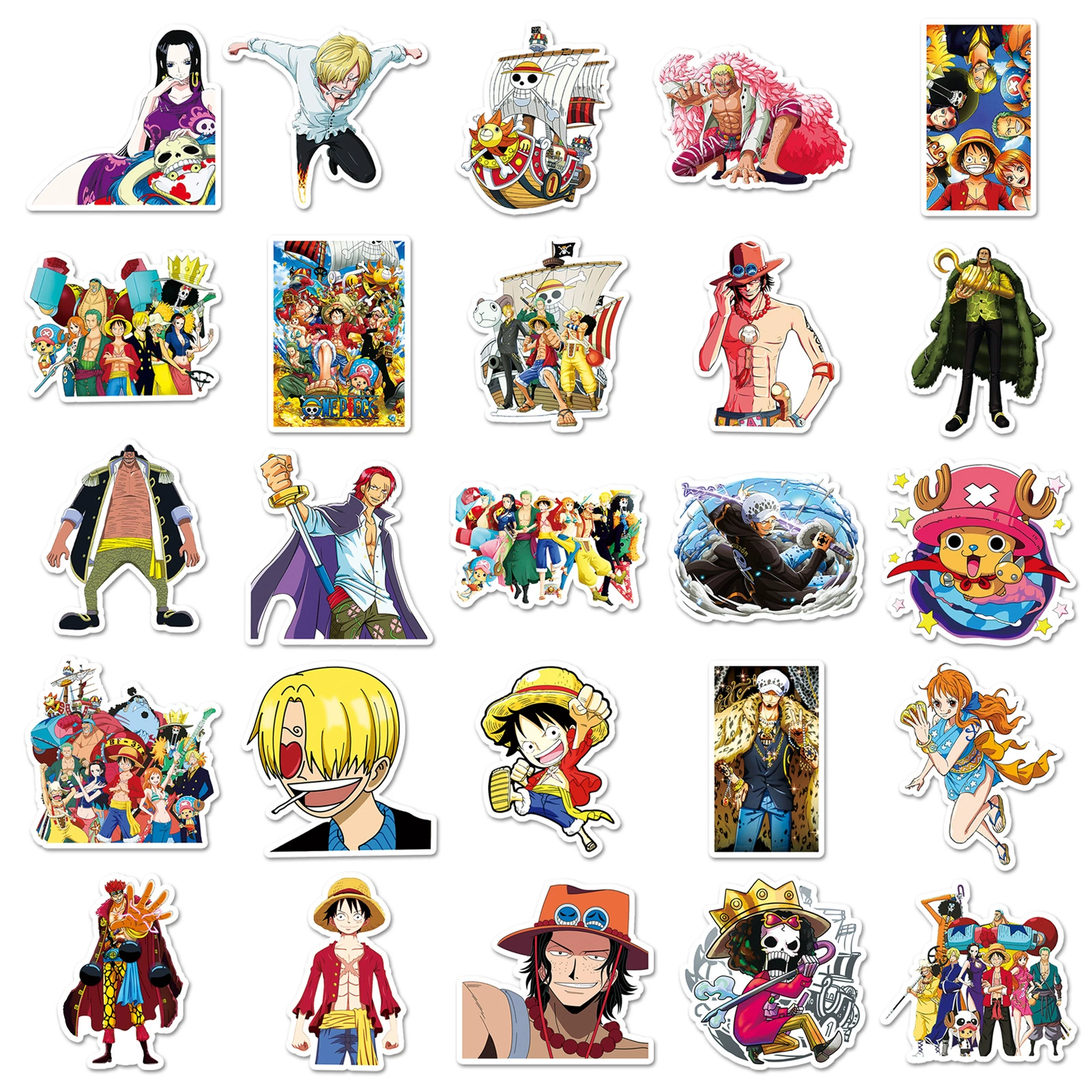 50 pieces of One Piece graffiti sticker cross -border cartoon cartoon anime One Piece decorative luggage computer DIY stickers
