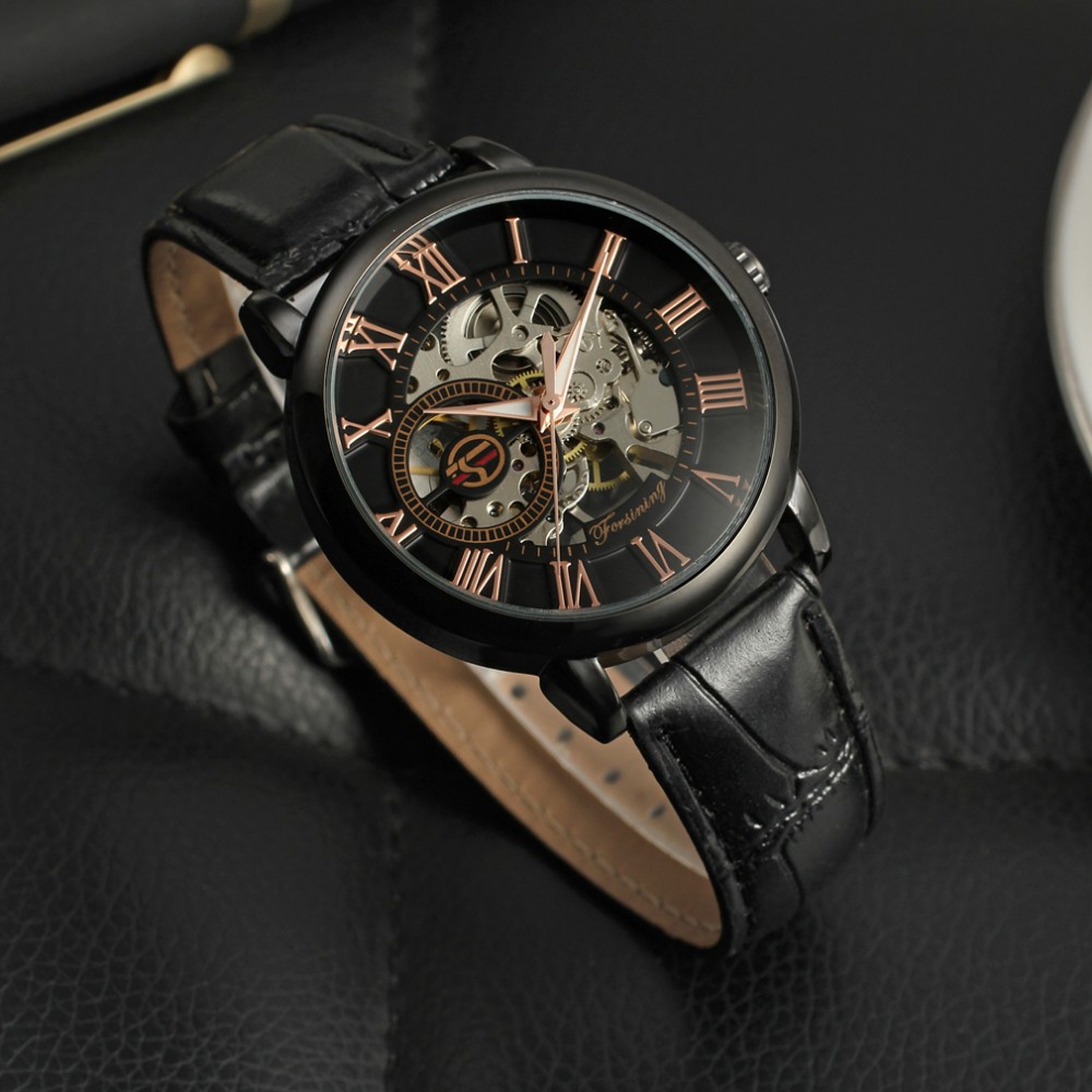 110g Weight Tempered Glass Mirror Material Imitation Leather Strap Material Modern Style Classic Style Geometric Buckle Mechanical Men's Watches