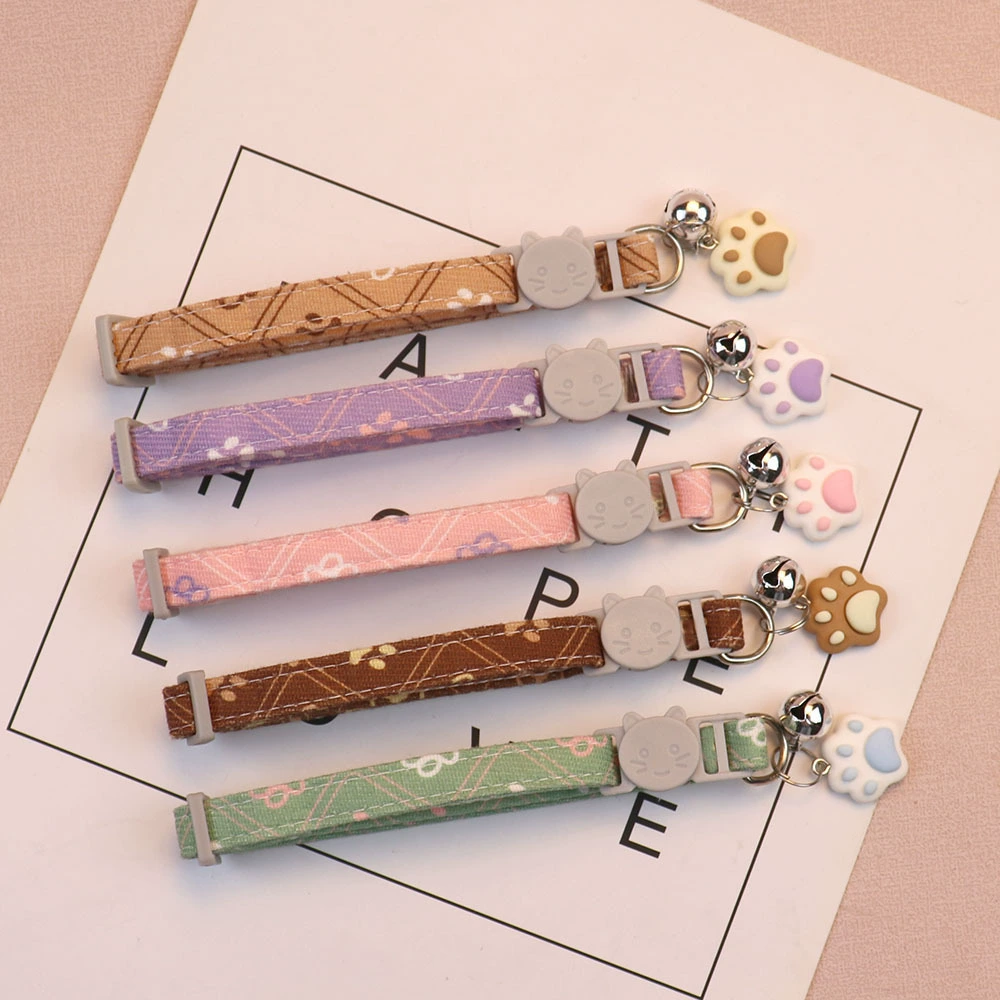 Новый ошейник для домашних животных кошка собака маленький и Средний ошейник милые следы колокольчик кошачий ошейник оптом трансграничный