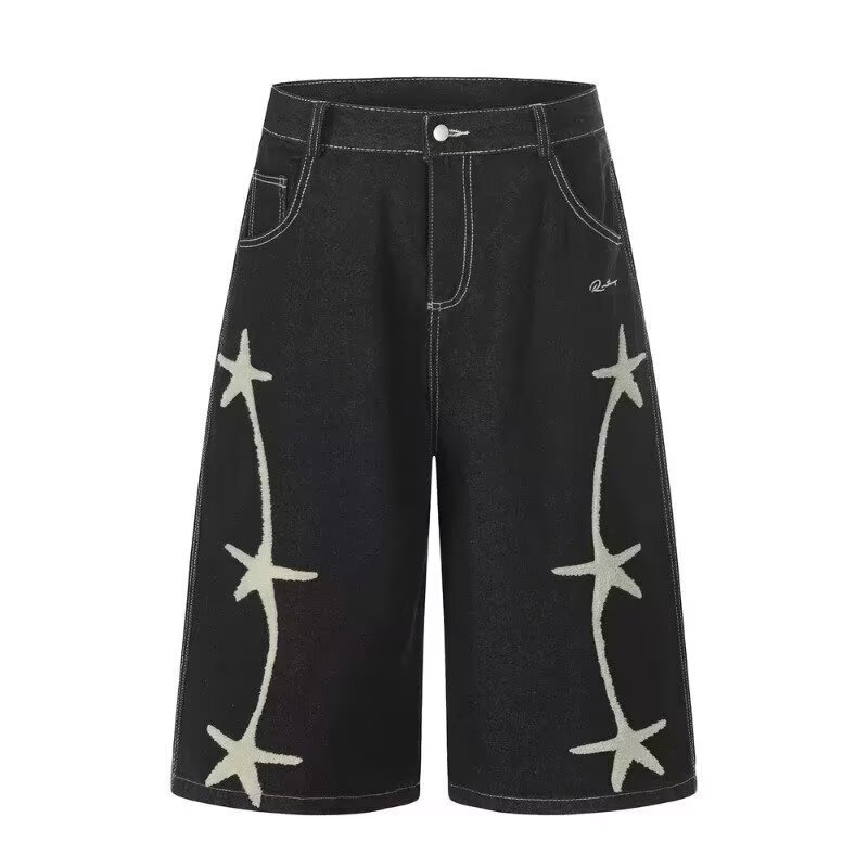 Other Denim Shorts Loose Star Applique Black