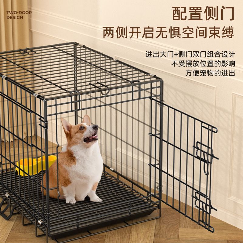 Dog Cage for Small Dogs, Thickened Side-Opening Folding Design, No Installation Needed, Suitable for Teddy and Corgi, Indoor Household Use for Medium-Sized Dogs and Cats Dog Cage for Small Dogs, Thickened Side-Opening Folding Design, No Installation Needed, Suitable for Teddy and Corgi, Indoor Household Use for Medium-Sized Dogs and Cats